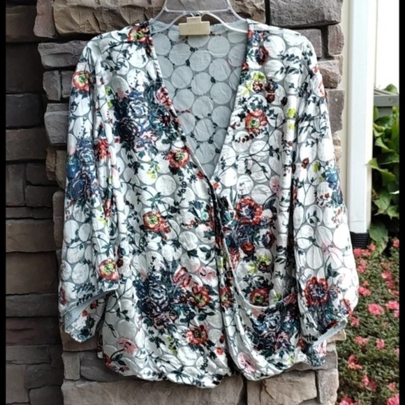 ANTHROPOLOGIE Maeve Umi Kimono Top Silk Velvet - Picture 1 of 11